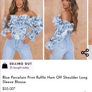 Pretty Little Thing porcelain print top. new with tags. US size 4